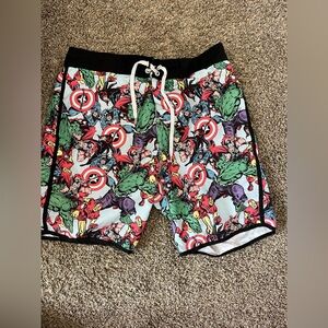 Marvel Avenger Super Heroes Swim Trunks Board‎ Shorts Mens Sz L